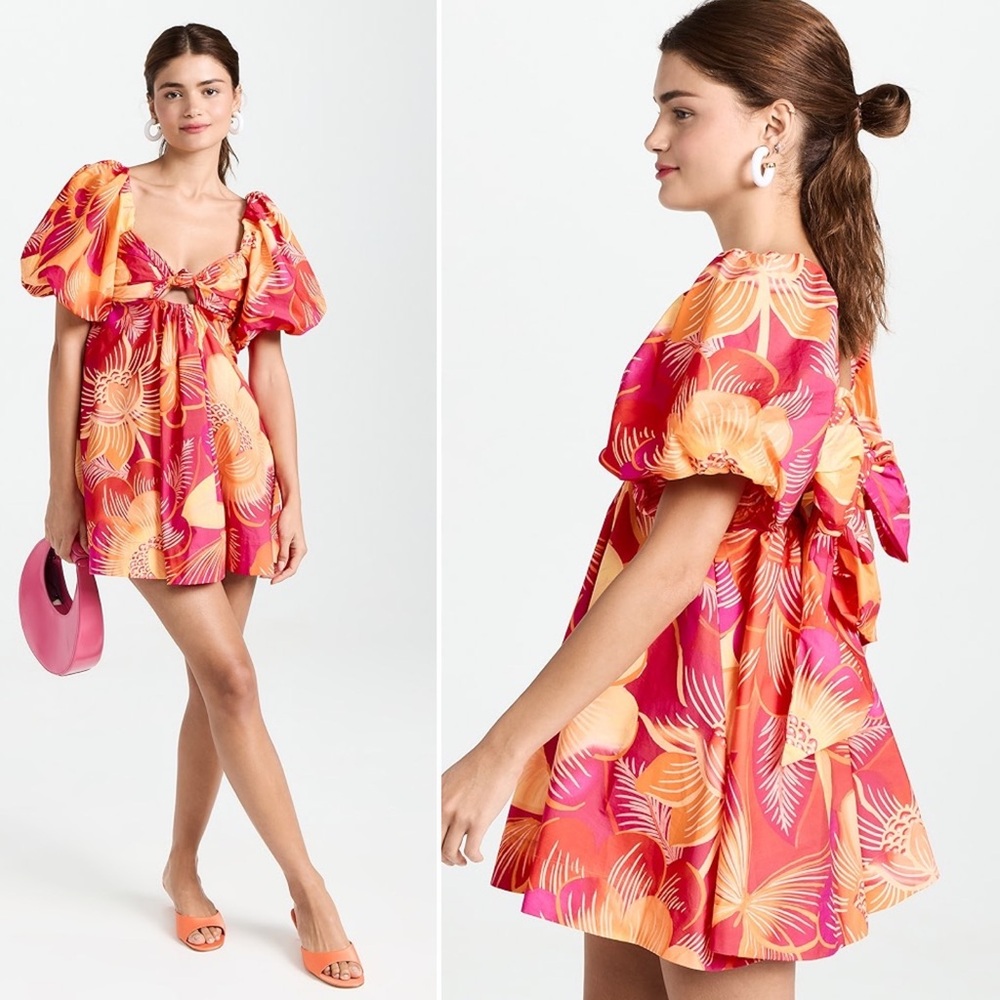 FARM Rio Pink & Orange Floral Mini Dress